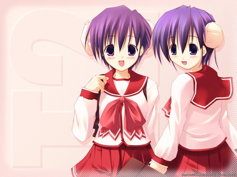 two anime girls in school uniforms