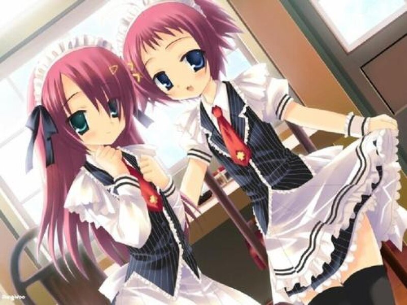Two anime girls in school uniforms