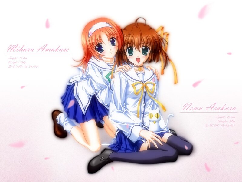 Two anime girls in school uniforms