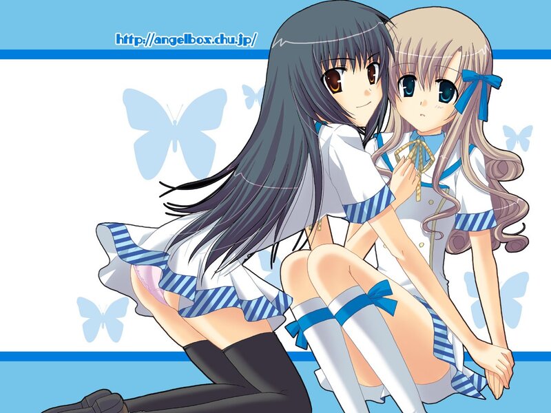 Two anime girls in school uniforms