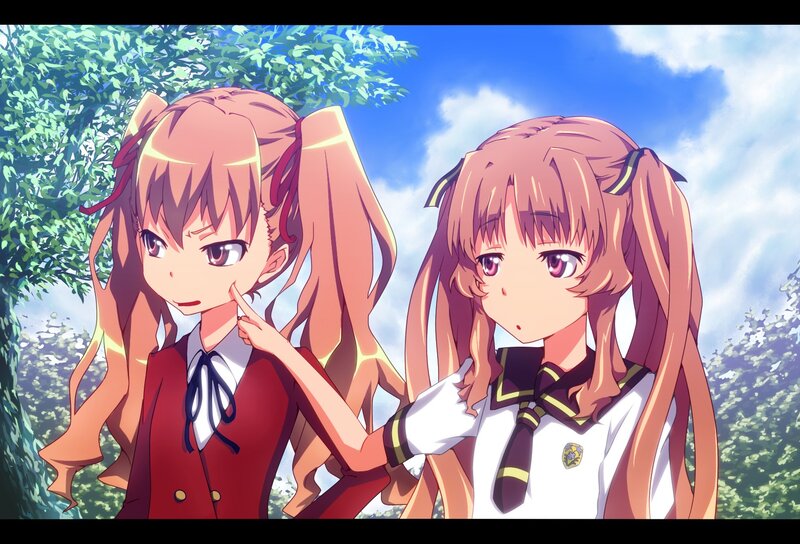 Two anime girls in school uniforms