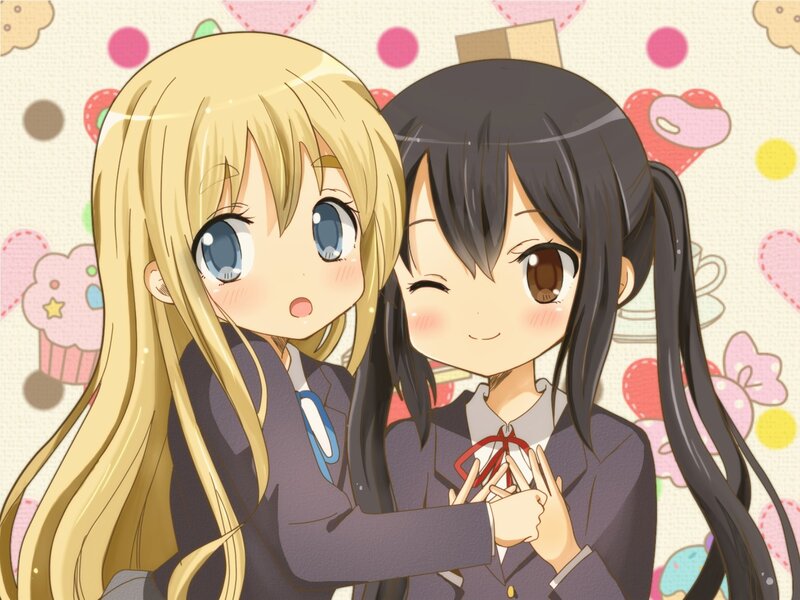 Two anime girls in school uniforms