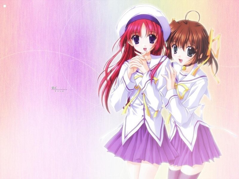 Two anime girls in school uniforms