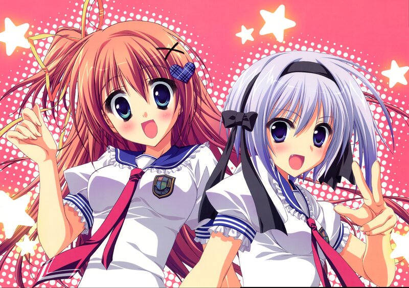 Two anime girls in school uniforms