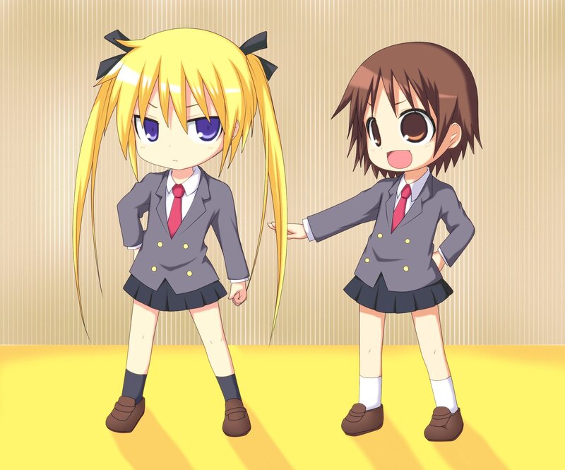 Two anime girls in school uniforms