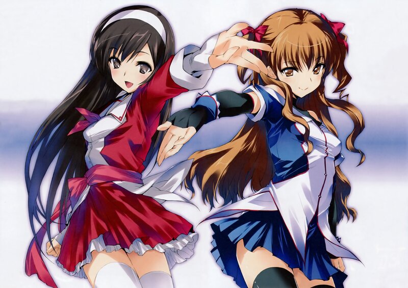 Two anime girls in school uniforms