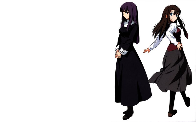 Two anime girls in school uniforms