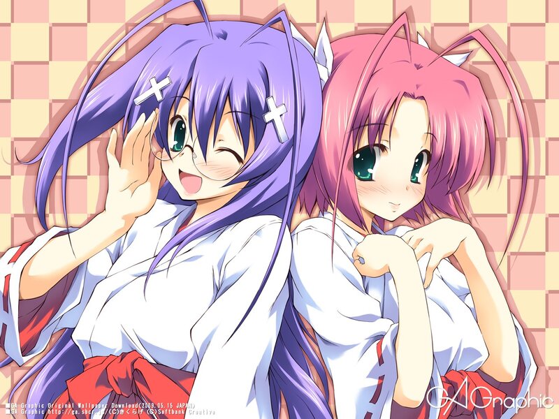 Two anime girls in school uniforms