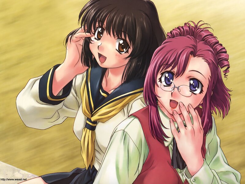 Two anime girls in school uniforms