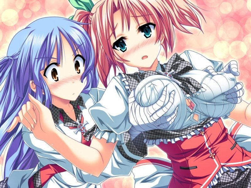 Two anime girls in school uniforms
