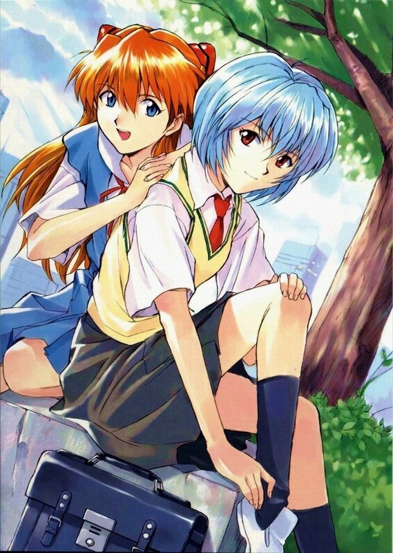 Two anime girls in school uniforms