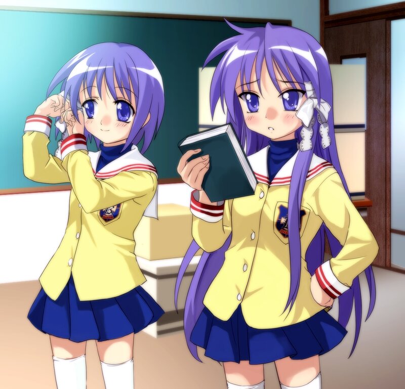 Two anime girls in school uniforms