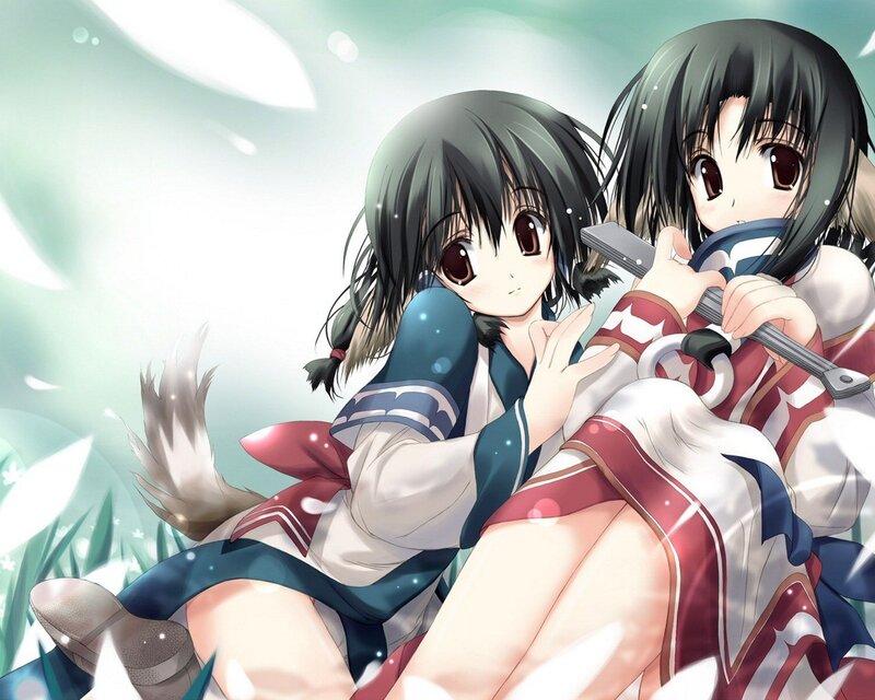 Two anime girls in school uniforms