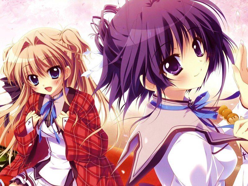 Two anime girls in school uniforms