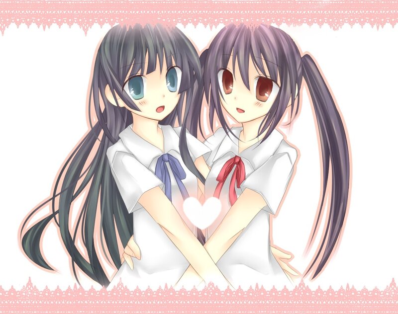 two anime girls in school uniforms
