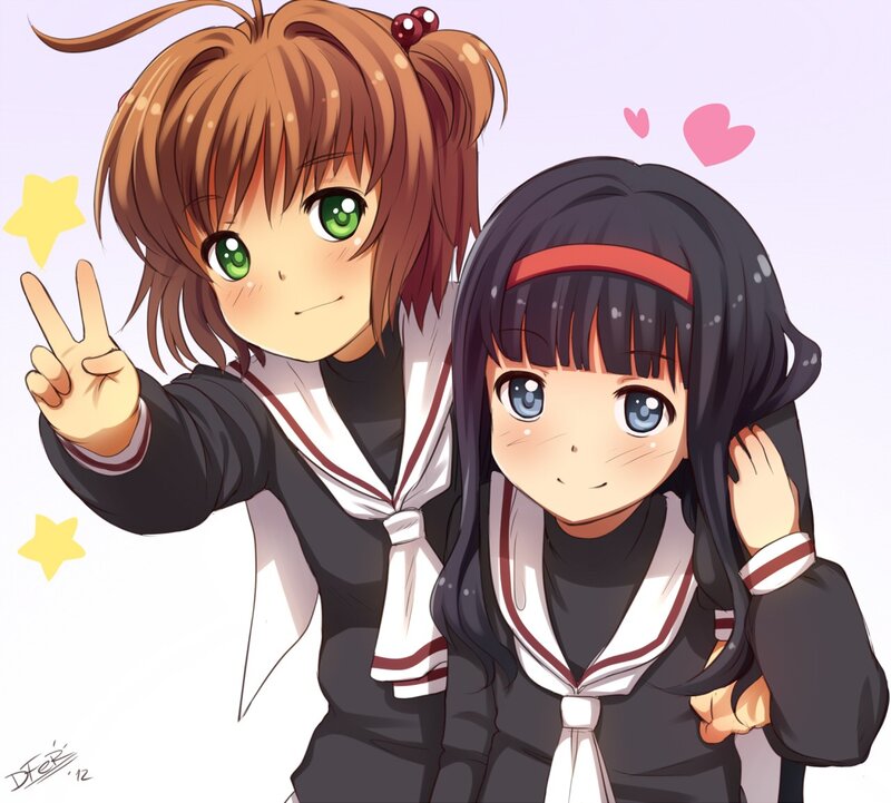 Two anime girls in school uniforms