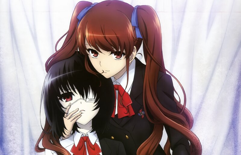 Two anime girls in school uniforms