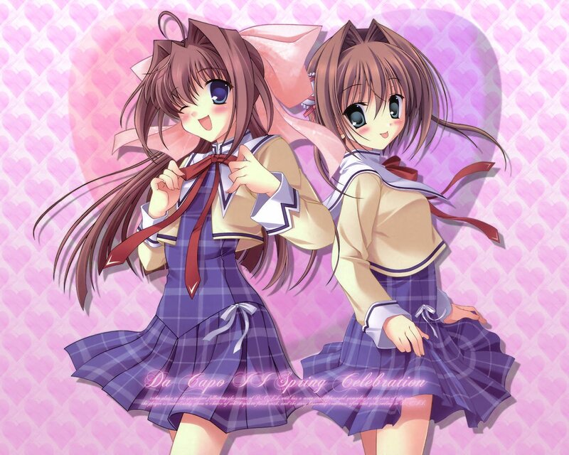 Two anime girls in school uniforms