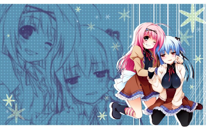 Two anime girls in school uniforms