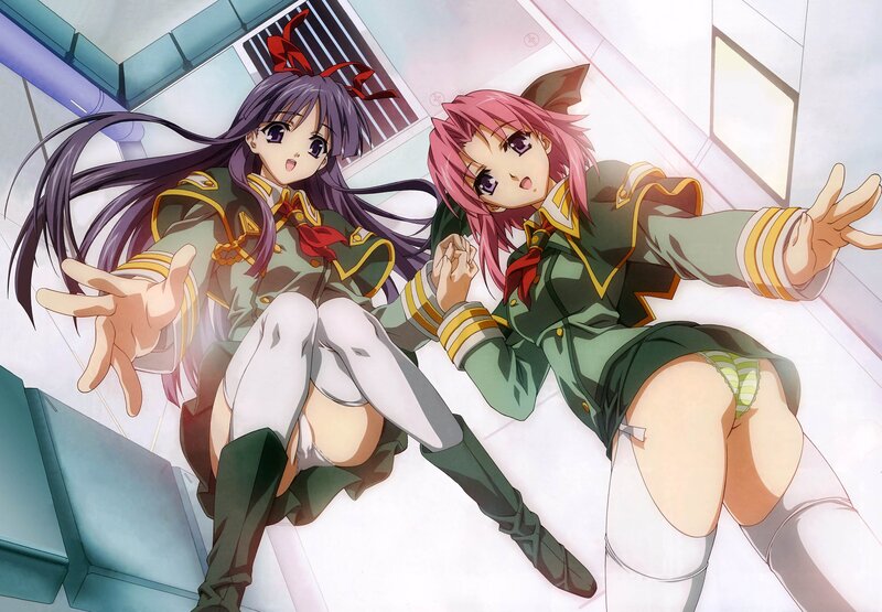 Two anime girls in school uniforms