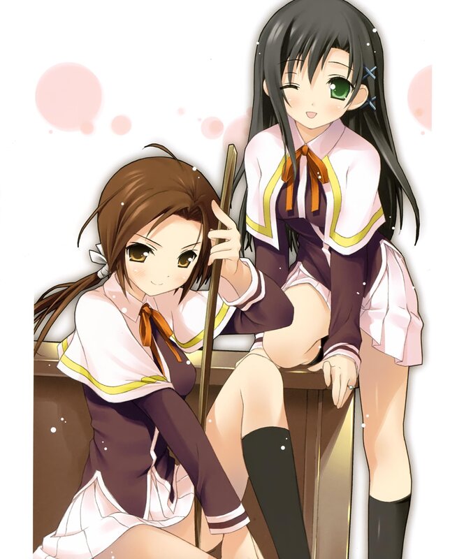 Two anime girls in school uniforms