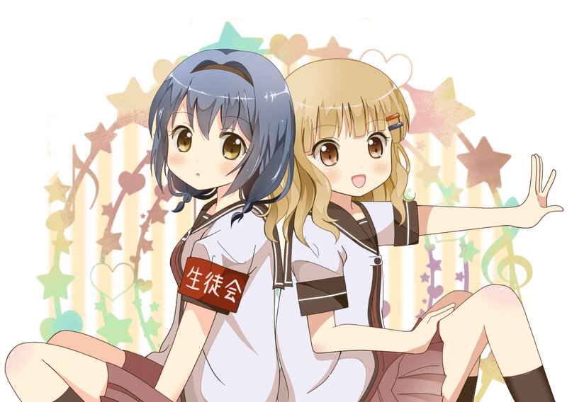Two anime girls in school uniforms