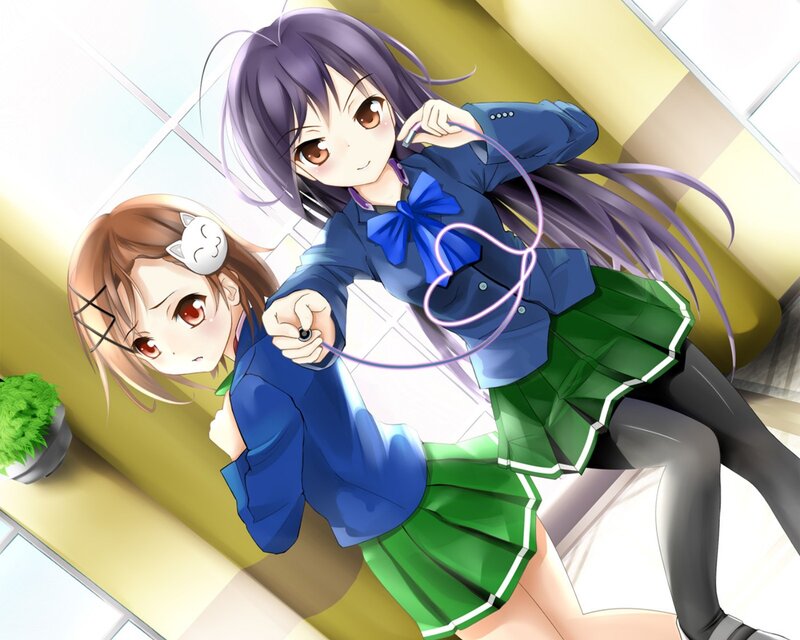 Two anime girls in school uniforms