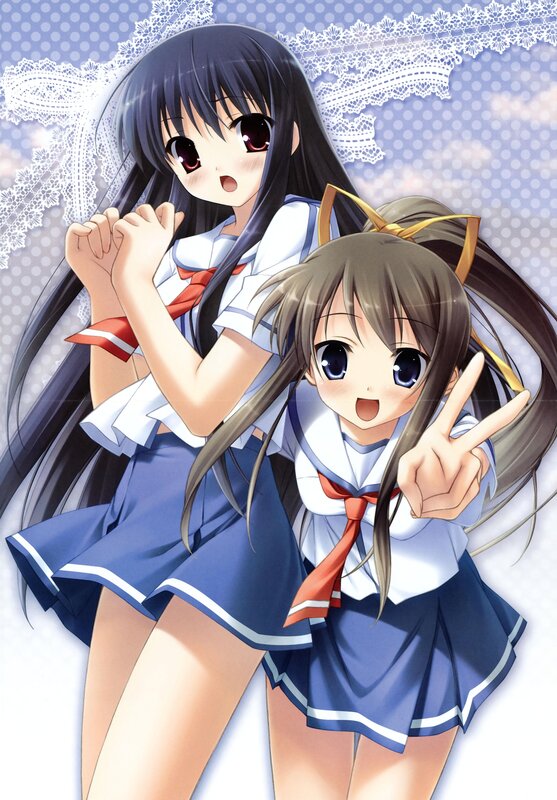 Two anime girls in school uniforms