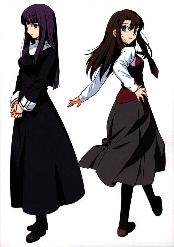 Two anime girls in school uniforms