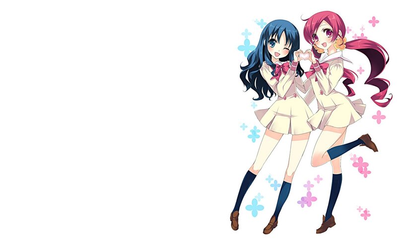 two anime girls in school uniforms