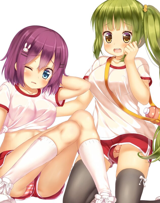 Two anime girls in school uniforms