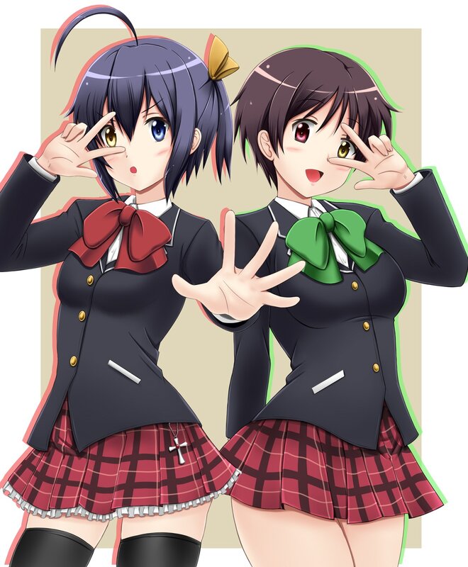 Two anime girls in school uniforms