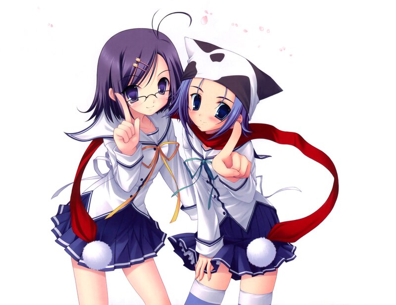 two anime girls in school uniforms