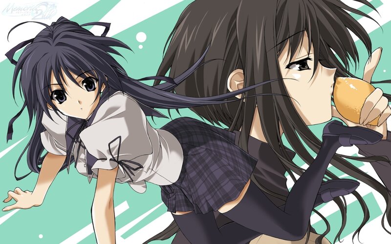 Two anime girls in school uniforms