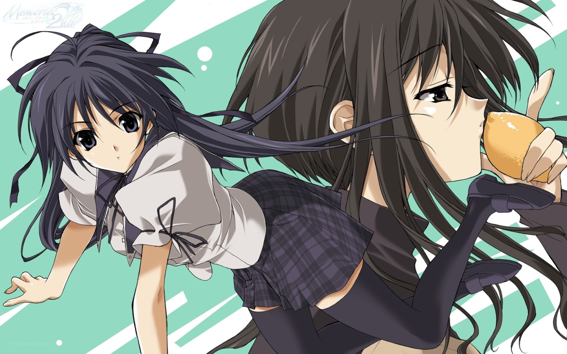 Two anime girls in school uniforms