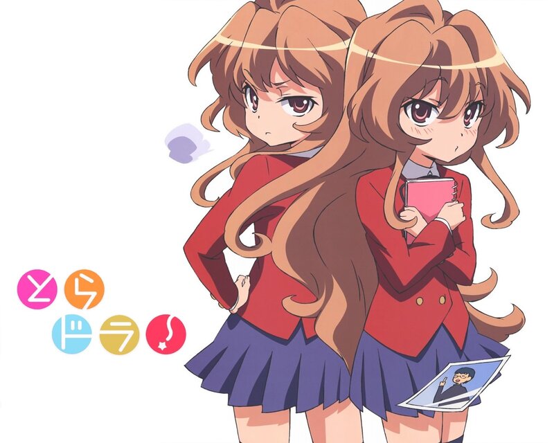 Two anime girls in school uniforms