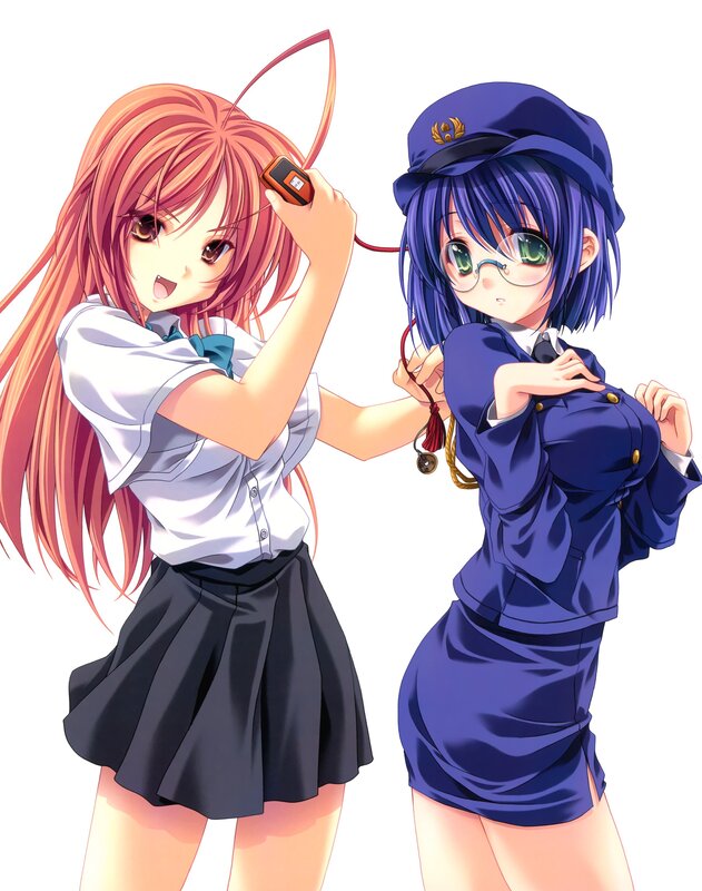 Two anime girls in school uniforms