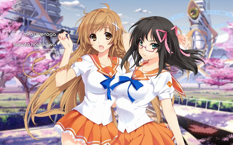 Two anime girls in school uniforms