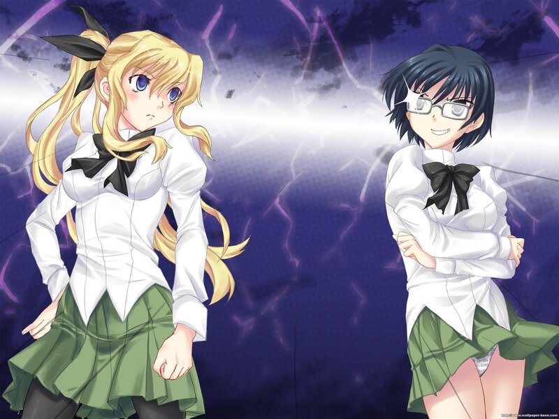 Two anime girls in school uniforms