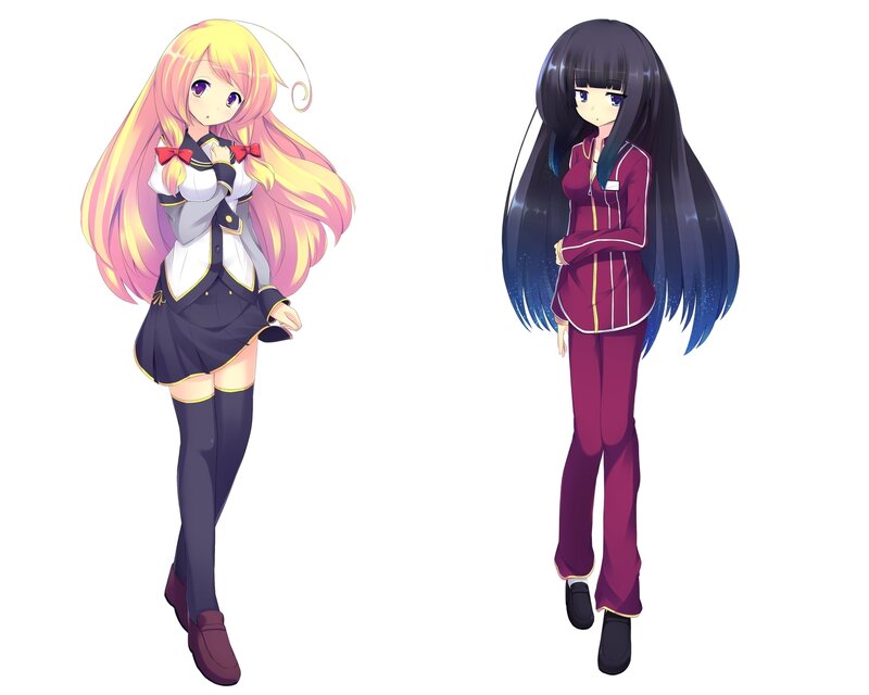 Two anime girls in school uniforms