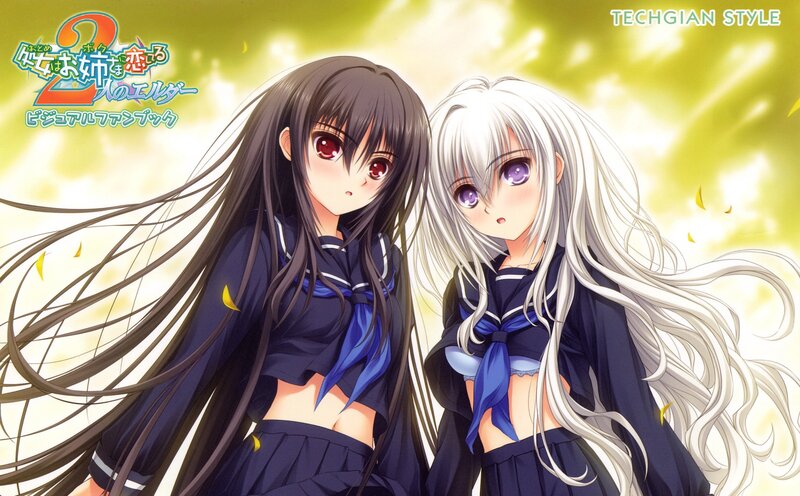 Two anime girls in school uniforms