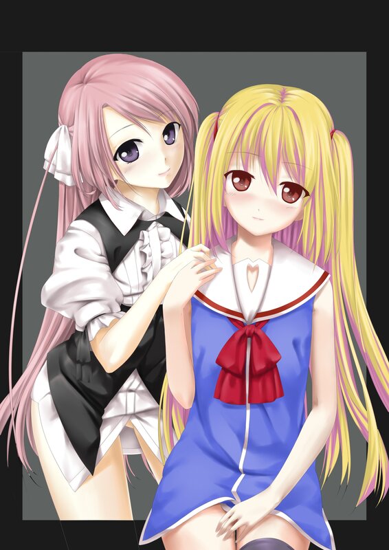 Two anime girls in school uniforms