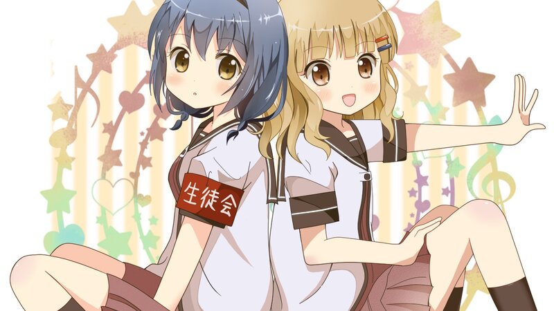 Two anime girls in school uniforms