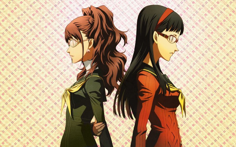 two anime girls in school uniforms