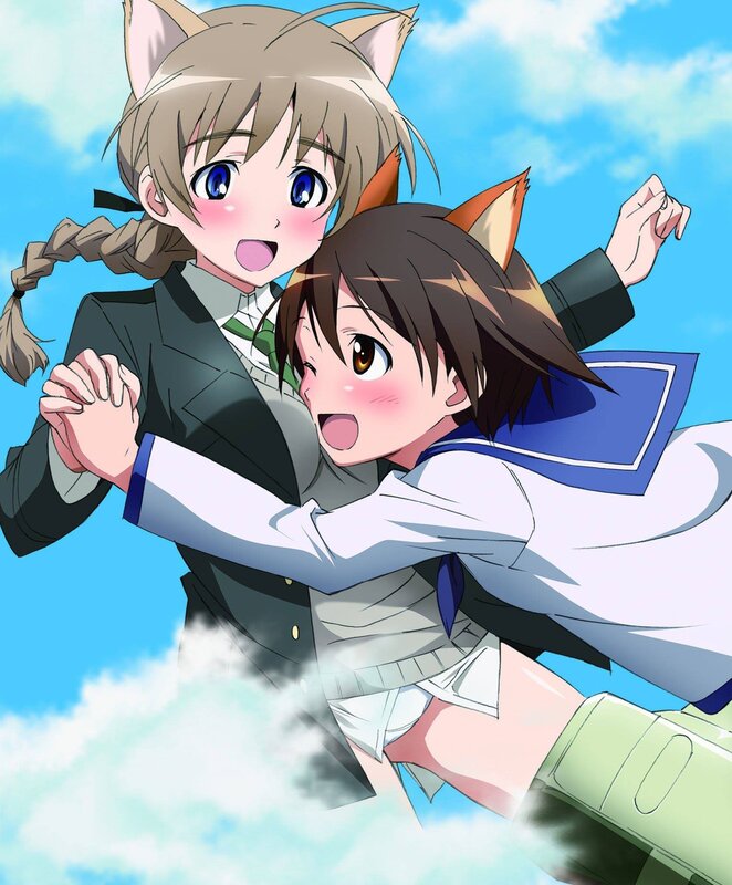 Two anime girls in school uniforms
