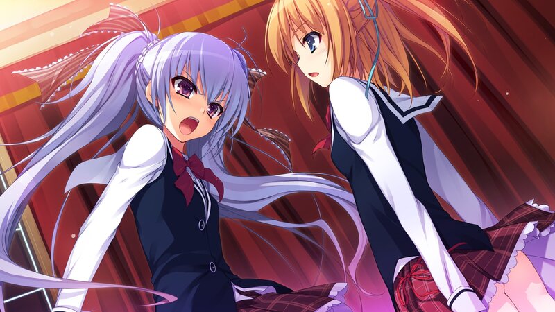 Two anime girls in school uniforms