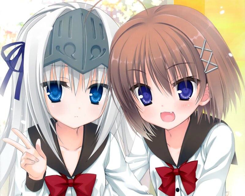 two anime girls in school uniforms