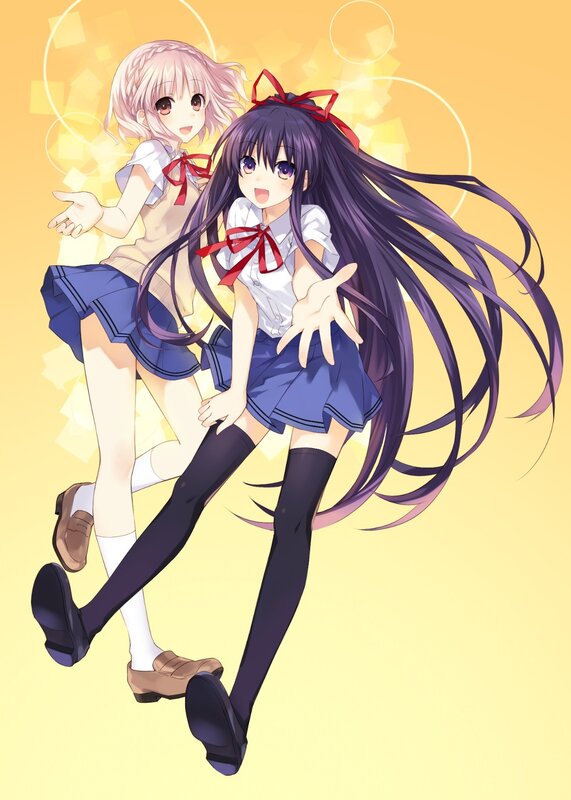 Two anime girls in school uniforms