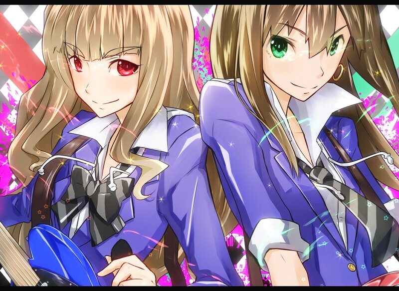 two anime girls in school uniforms