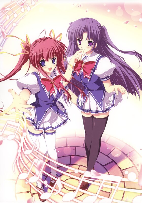 Two anime girls in school uniforms